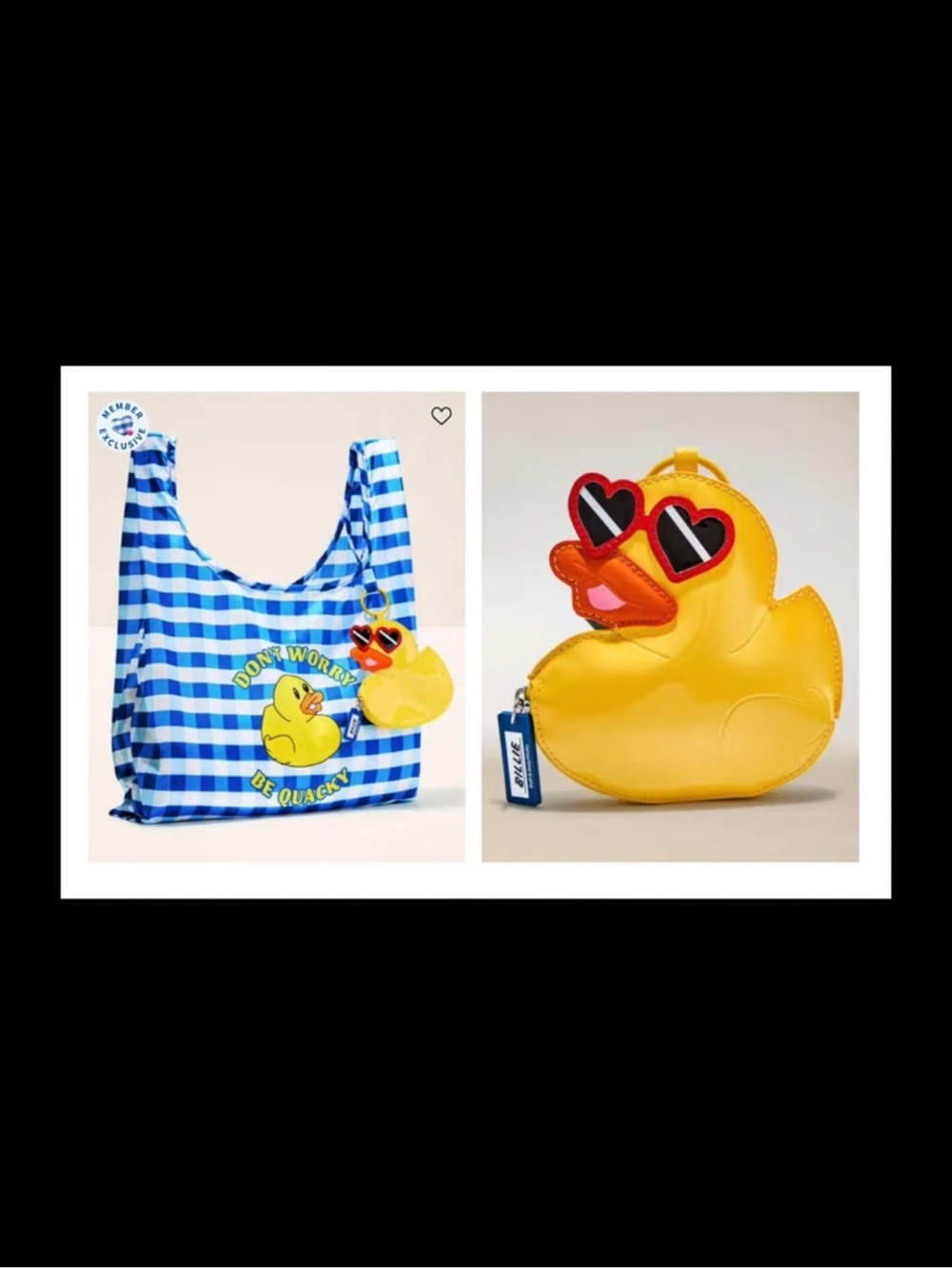 Bath & Body Works BILLIE THE DUCK Coin Purse & Nylon Gingham Shopping Bag